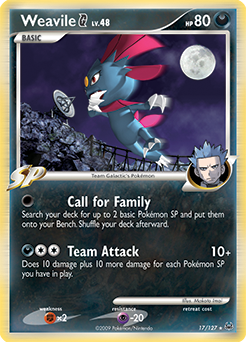 Weavile G z edície Platinum, karta č.17