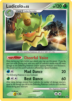 Ludicolo z edície Platinum, karta č.34