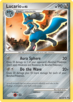 Lucario z edície Platinum, karta č.53