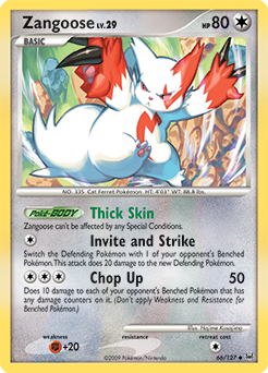 Zangoose z edície Platinum, karta č.66
