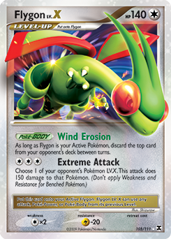 Flygon LV.X z edície Rising Rivals, karta č.105