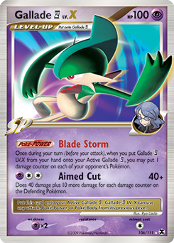 Gallade E4 LV.X z edície Rising Rivals, karta č.106