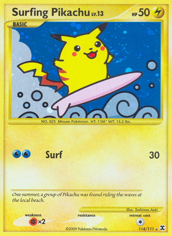 Surfing Pikachu z edície Rising Rivals, karta č.114