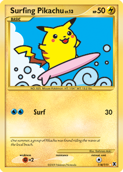 Surfing Pikachu z edície Rising Rivals, karta č.114