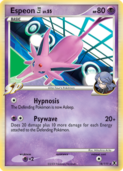 Espeon E4 z edície Rising Rivals, karta č.18