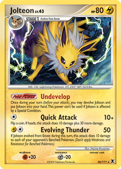 Jolteon z edície Rising Rivals, karta č.26