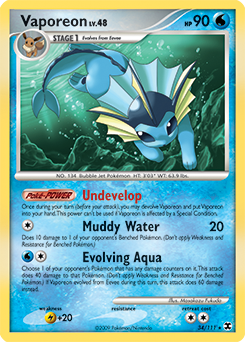 Vaporeon z edície Rising Rivals, karta č.34