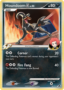 Houndoom E4 z edície Rising Rivals, karta č.65