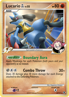 Lucario GL z edície Rising Rivals, karta č.8