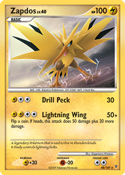 Zapdos z edície Supreme Victors, karta č.48