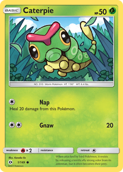 Caterpie z edície Sun & Moon, karta č.1