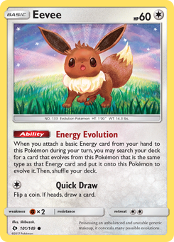 Eevee z edície Sun & Moon, karta č.101