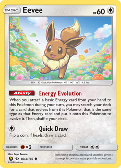 Eevee z edície Sun & Moon, karta č.101a