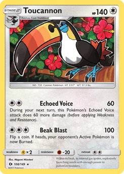 Toucannon z edície Sun & Moon, karta č.108