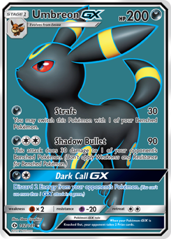 Umbreon-GX z edície Sun & Moon, karta č.142