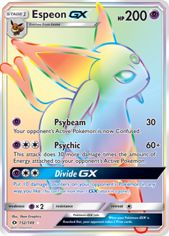 Espeon-GX z edície Sun & Moon, karta č.152