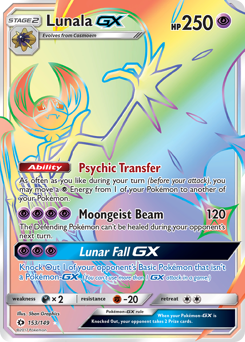 Lunala-GX z edície Sun & Moon, karta č.153