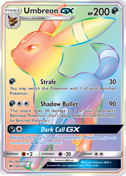Umbreon-GX z edície Sun & Moon, karta č.154