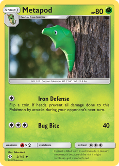 Metapod z edície Sun & Moon, karta č.2