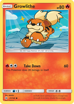 Growlithe z edície Sun & Moon, karta č.21