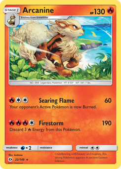 Arcanine z edície Sun & Moon, karta č.22