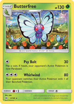 Butterfree z edície Sun & Moon, karta č.3