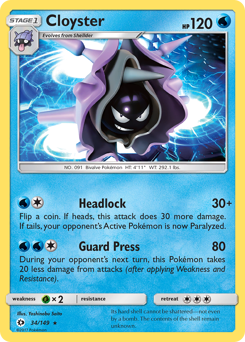 Cloyster z edície Sun & Moon, karta č.34