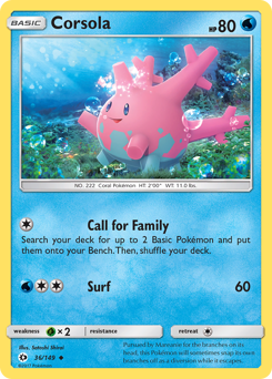 Corsola z edície Sun & Moon, karta č.36