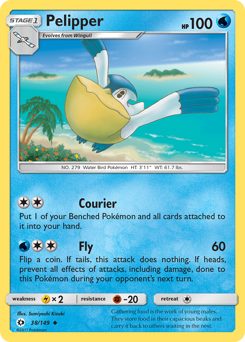 Pelipper z edície Sun & Moon, karta č.38