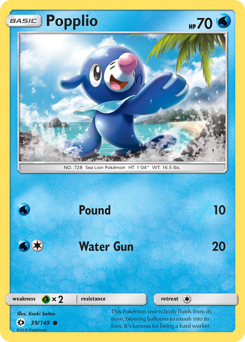Popplio z edície Sun & Moon, karta č.39