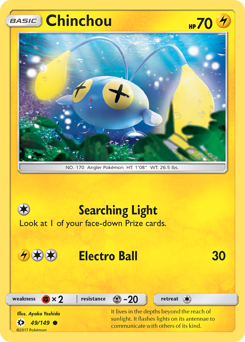 Chinchou z edície Sun & Moon, karta č.49