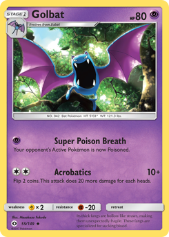 Golbat z edície Sun & Moon, karta č.55