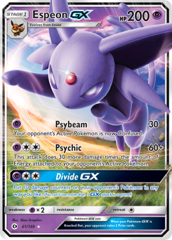 Espeon-GX z edície Sun & Moon, karta č.61