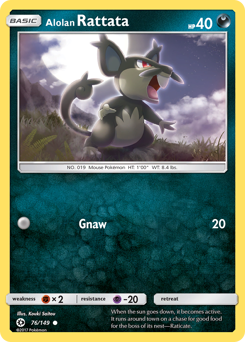 Alolan Rattata z edície Sun & Moon, karta č.76