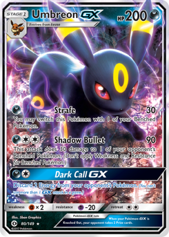 Umbreon-GX z edície Sun & Moon, karta č.80