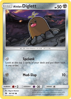 Alolan Diglett z edície Sun & Moon, karta č.86