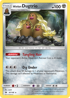 Alolan Dugtrio z edície Sun & Moon, karta č.87