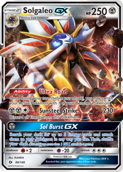 Solgaleo-GX z edície Sun & Moon, karta č.89