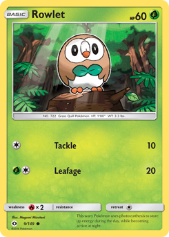 Rowlet z edície Sun & Moon, karta č.9