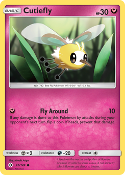 Cutiefly z edície Sun & Moon, karta č.92