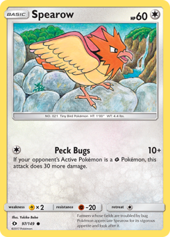 Spearow z edície Sun & Moon, karta č.97