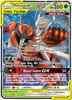 Pheromosa & Buzzwole-GX z edície Unbroken Bonds, karta č.1