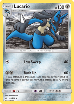 Lucario z edície Unbroken Bonds, karta č.126