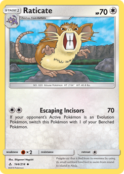 Raticate z edície Unbroken Bonds, karta č.144