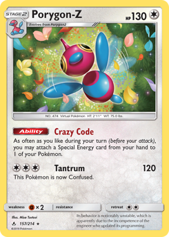 Porygon-Z z edície Unbroken Bonds, karta č.157
