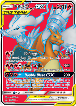 Reshiram & Charizard-GX z edície Unbroken Bonds, karta č.194