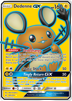 Dedenne-GX z edície Unbroken Bonds, karta č.195