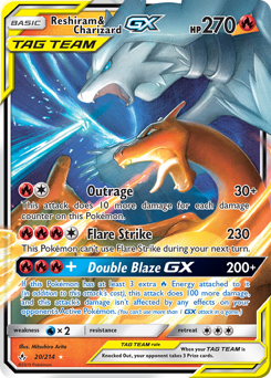 Reshiram & Charizard-GX z edície Unbroken Bonds, karta č.20