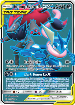 Greninja & Zoroark-GX z edície Unbroken Bonds, karta č.200