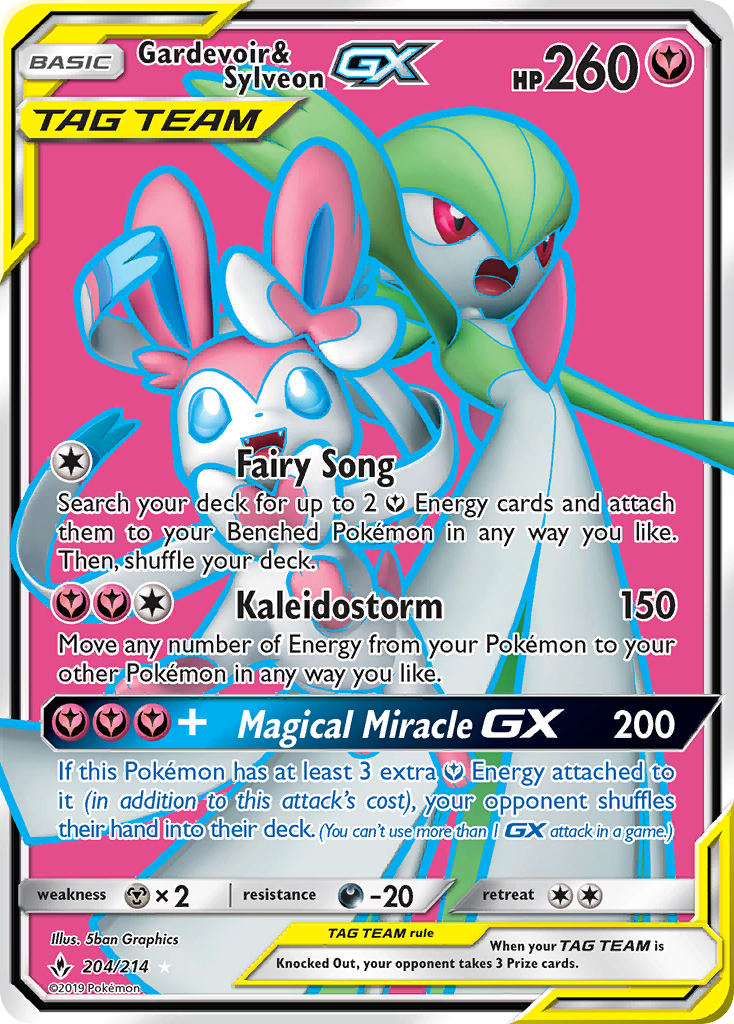Gardevoir & Sylveon-GX z edície Unbroken Bonds, karta č.204